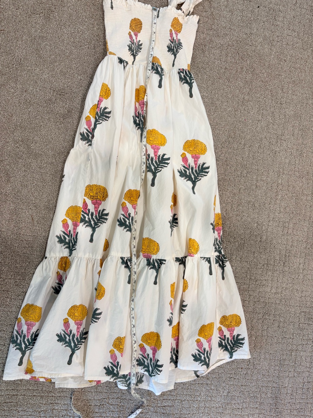 Marea Marigold Sasco Dress with Yellow & Pink Block Print Floral - Size Small - Picture 5 of 6